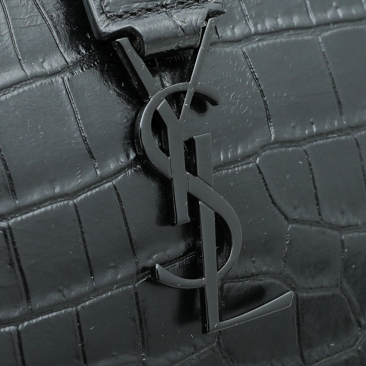 YSL Black Monogram Croco Embossed Toy Cabas Bag