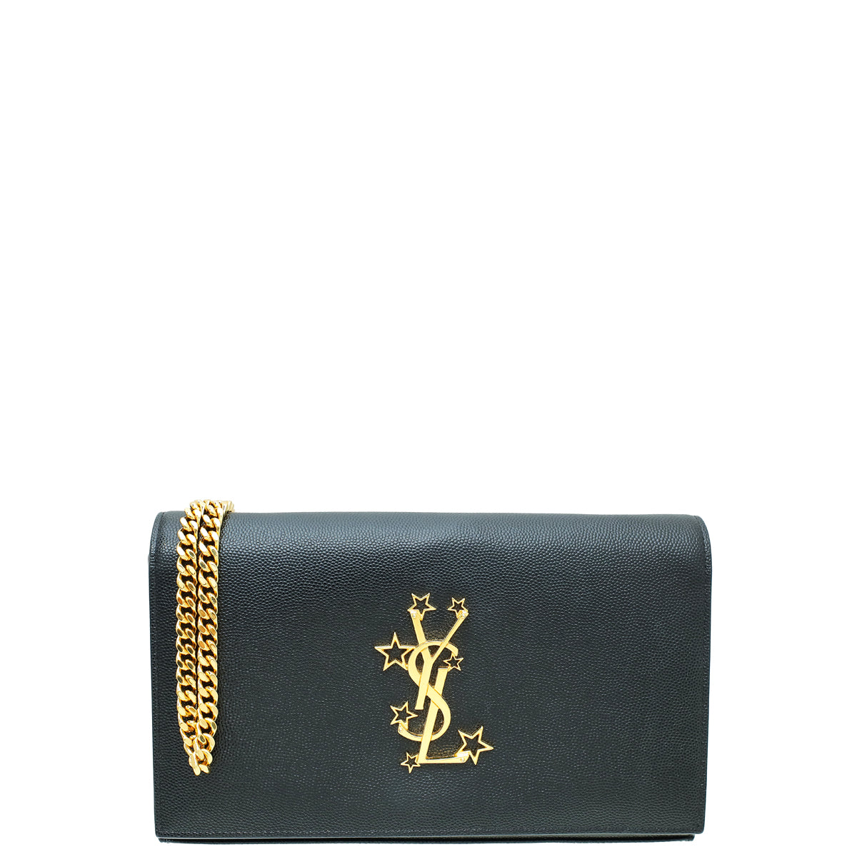 YSL Black Star Studded Monogram Wallet on Chain