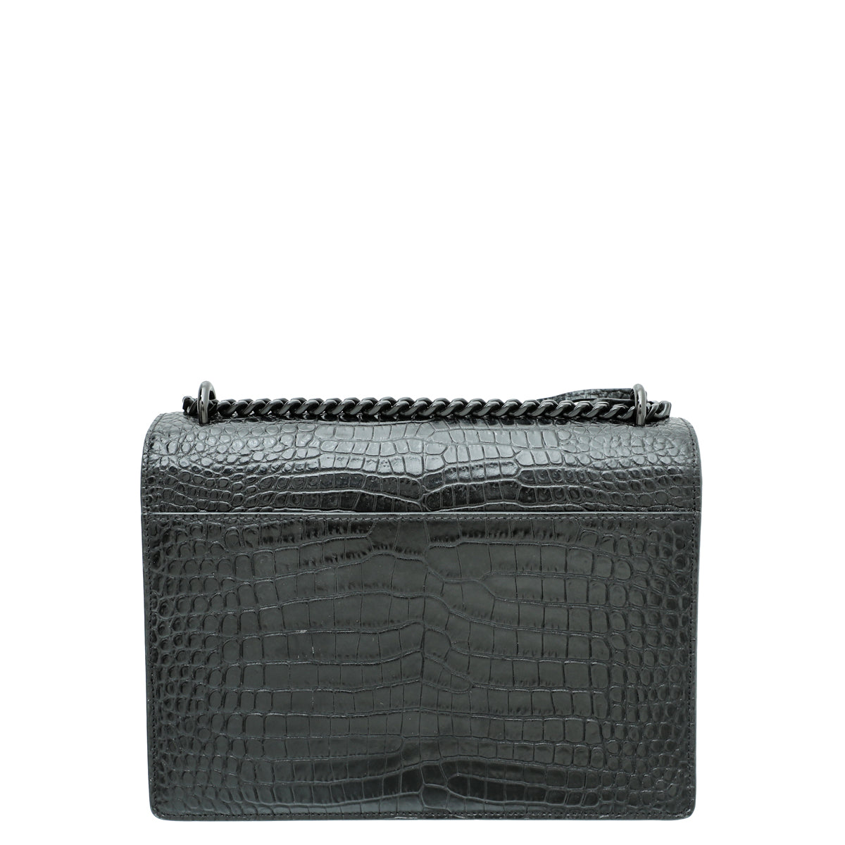 YSL Black Croc Embossed Sunset Medium Bag