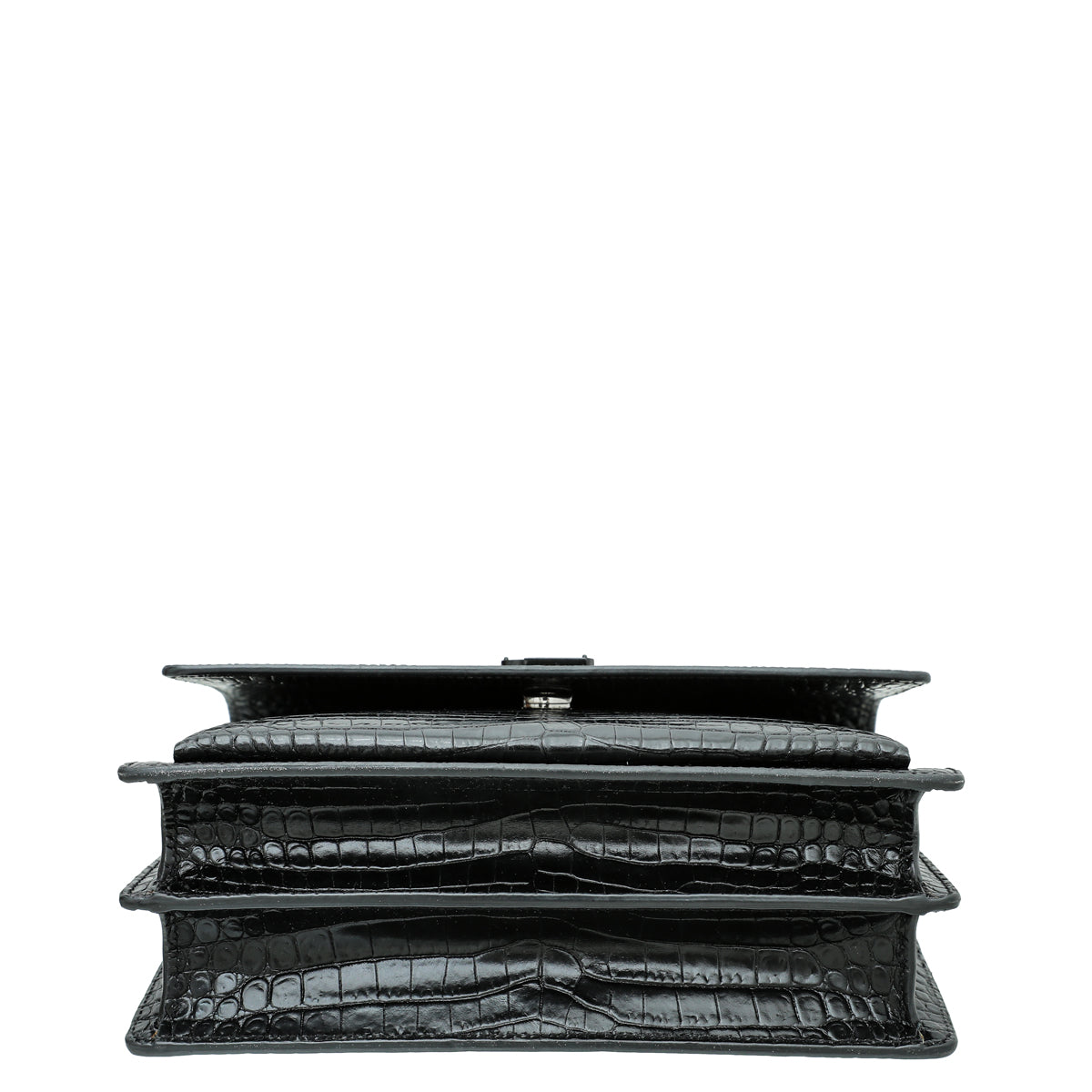 YSL Black Croc Embossed Sunset Medium Bag