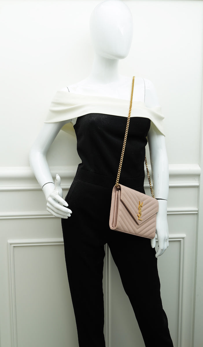 YSL Light Pink Cassandre Chain Wallet