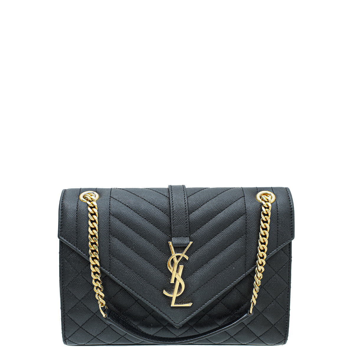 YSL Black Envelope Mix-Quilted Medium Bag