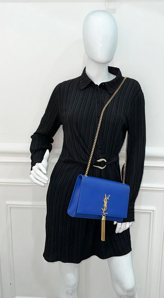 YSL Royal Blue Kate Tassel Medium Shoulder Bag