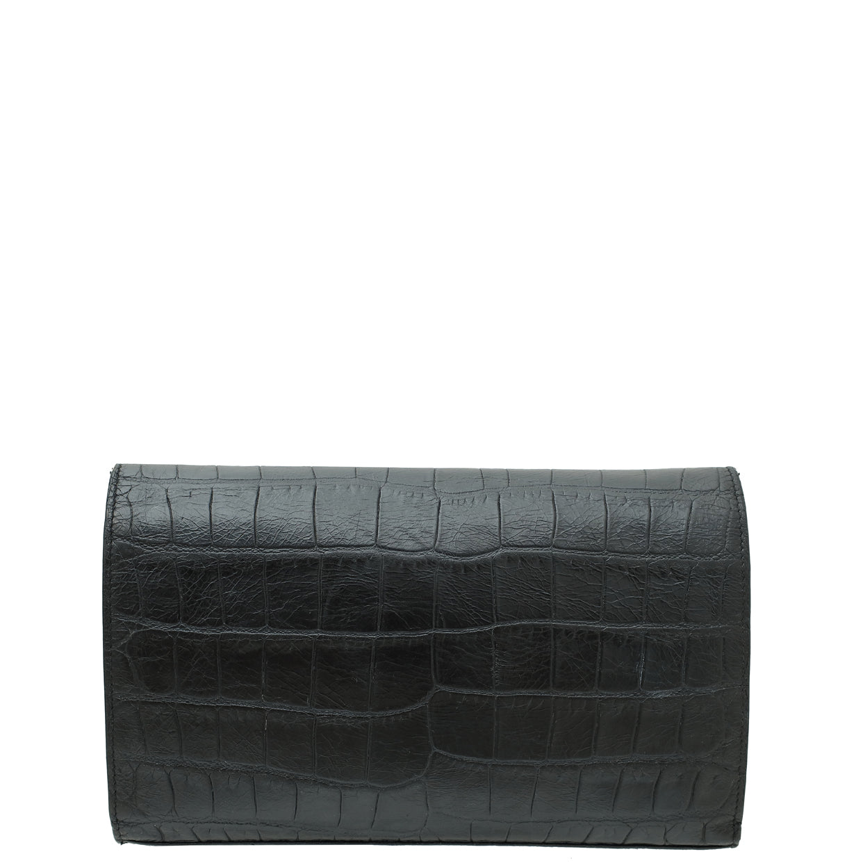 YSL Black Monogram Kate Croco Embossed Wallet On Chain