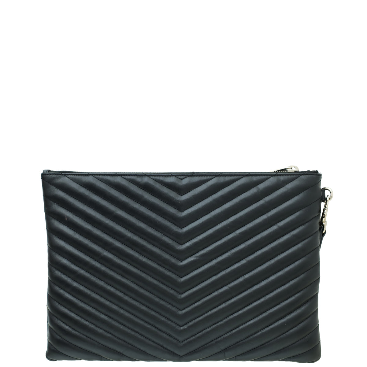 YSL Black Cassandre Chevron Tablet Pouch