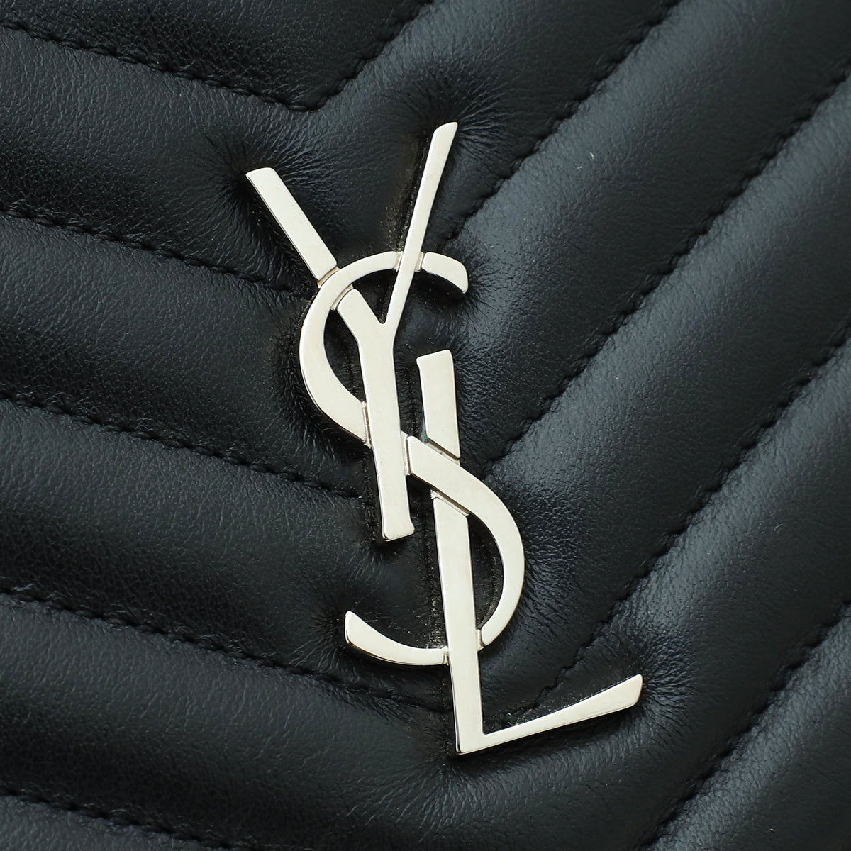 YSL Black Cassandre Chevron Tablet Pouch