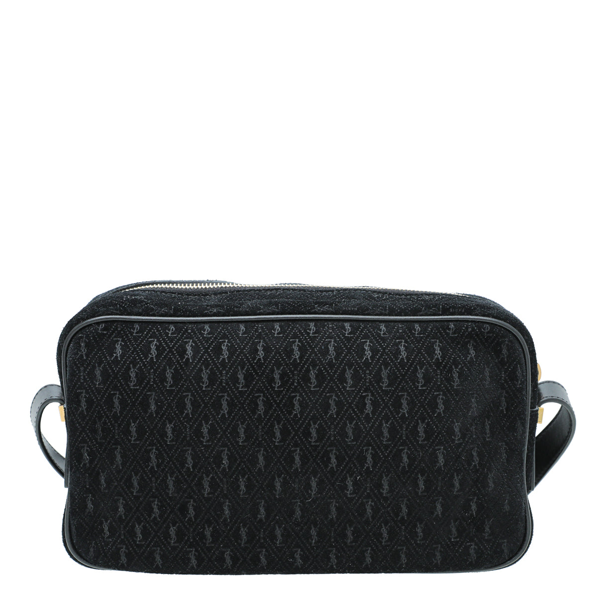 YSL Black Suede Monogram All Over Camera Bag