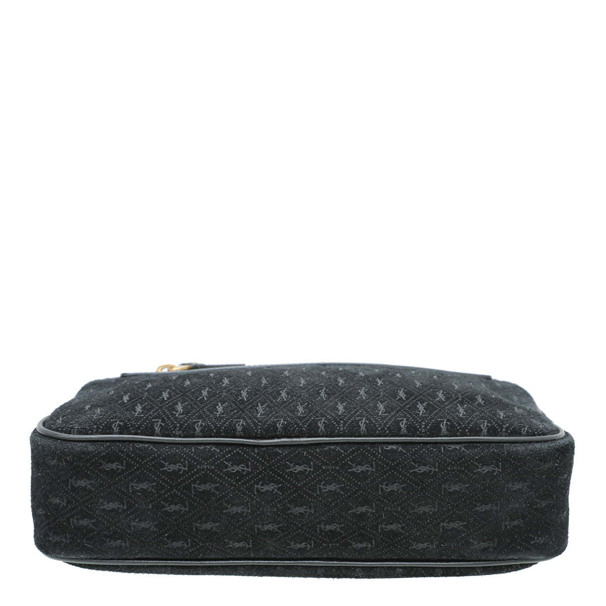 YSL Black Suede Monogram All Over Camera Bag