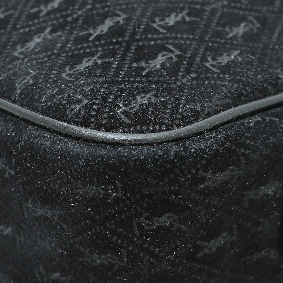 YSL Black Suede Monogram All Over Camera Bag