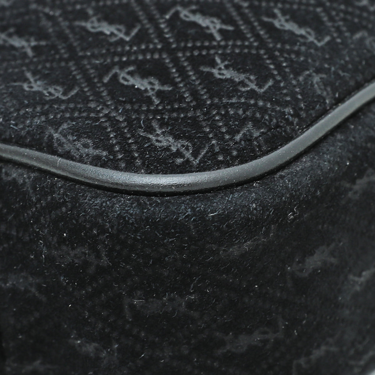 YSL Black Suede Monogram All Over Camera Bag