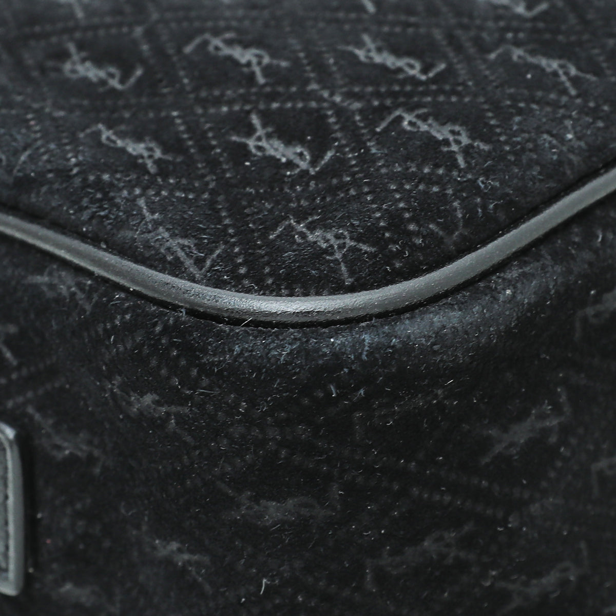 YSL Black Suede Monogram All Over Camera Bag