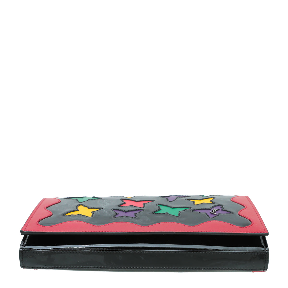 YSL Black Multicolor Butterfly Cutout Wallet on Chain