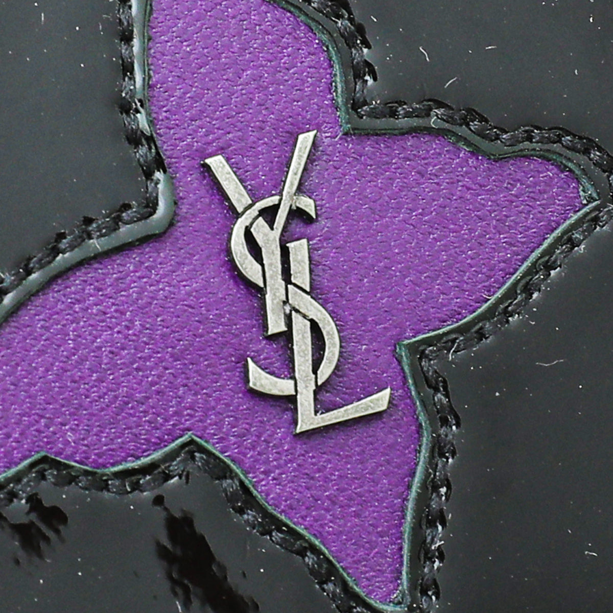 YSL Black Multicolor Butterfly Cutout Wallet on Chain