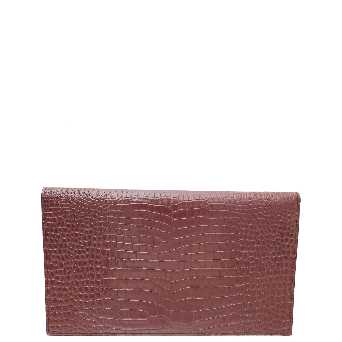 YSL Burgundy Croco Embossed Uptown Pouch