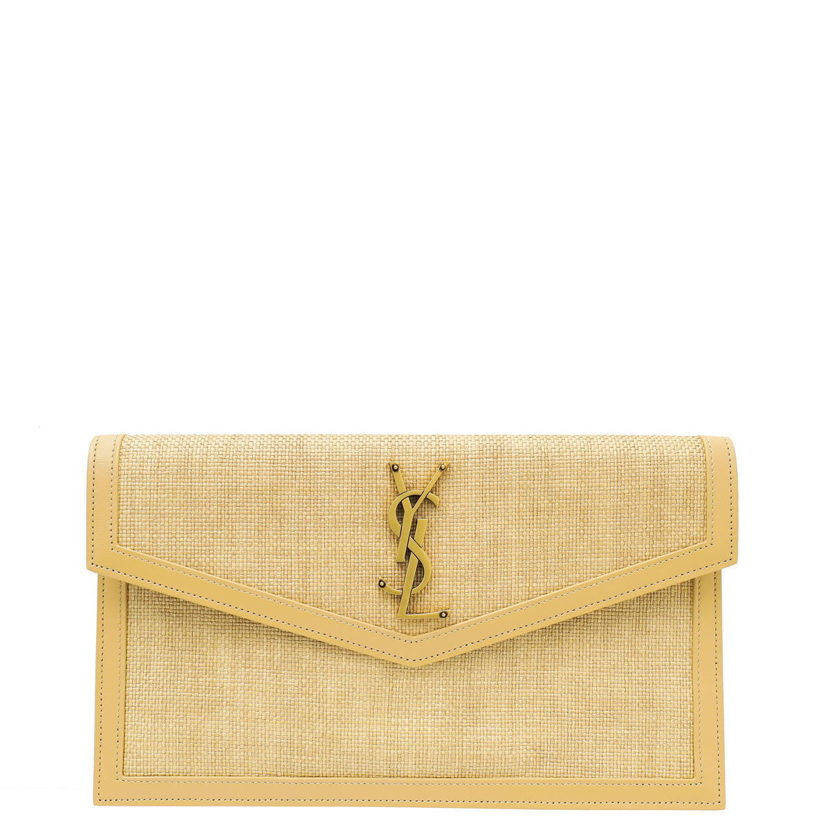 YSL Natural Raffia Uptown Pouch