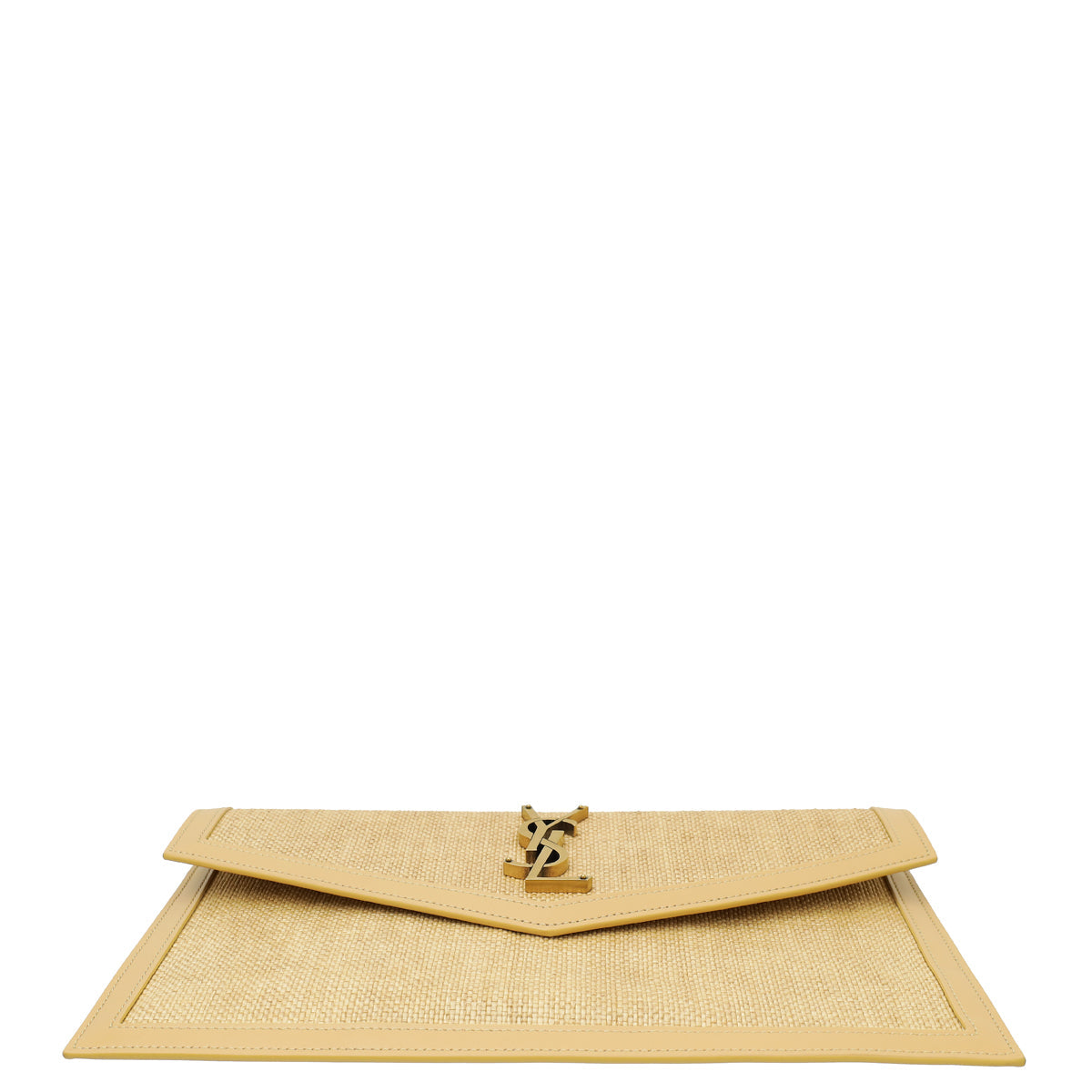 YSL Natural Raffia Uptown Pouch