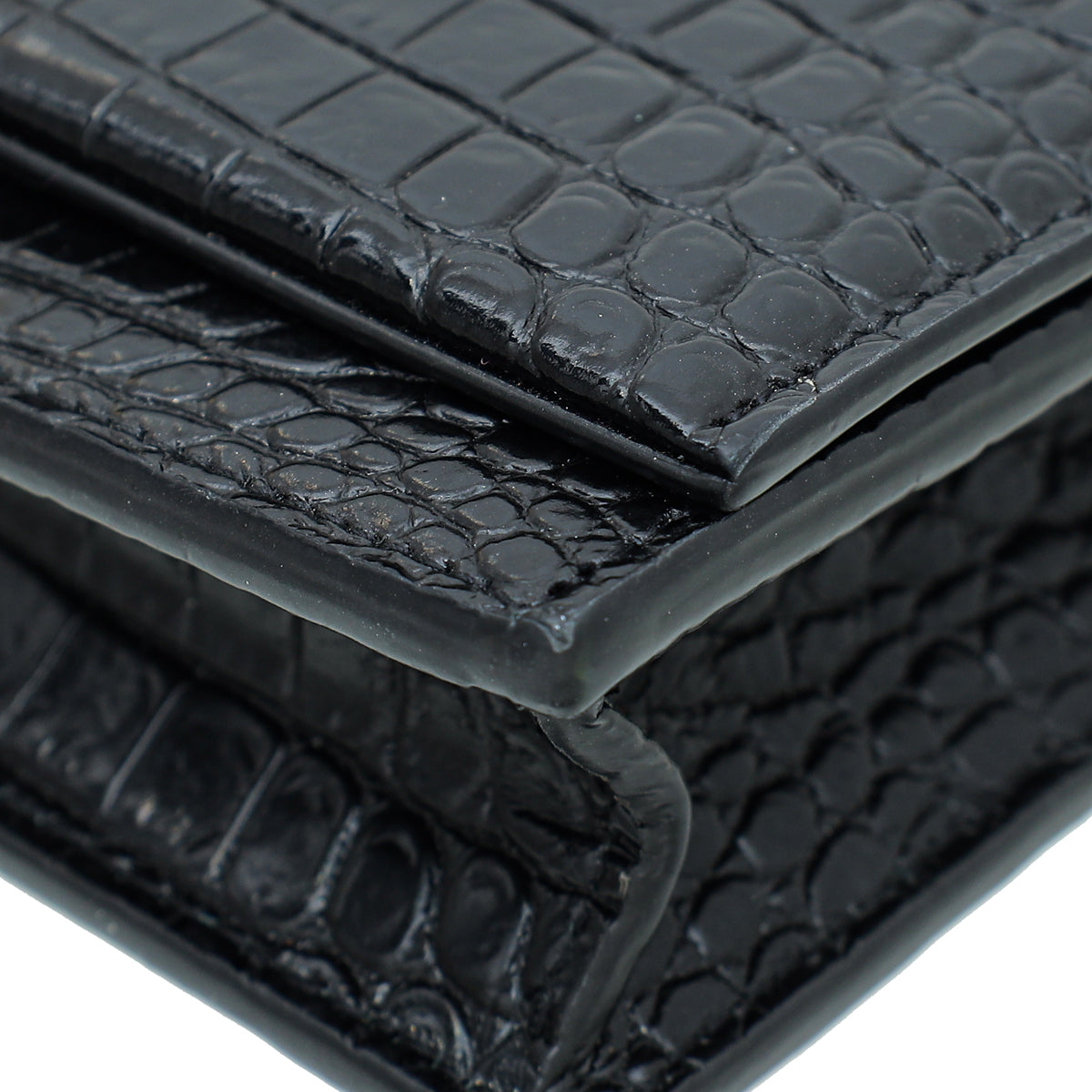 YSL Black Croc Embossed Kate Tassel Wallet On Chain