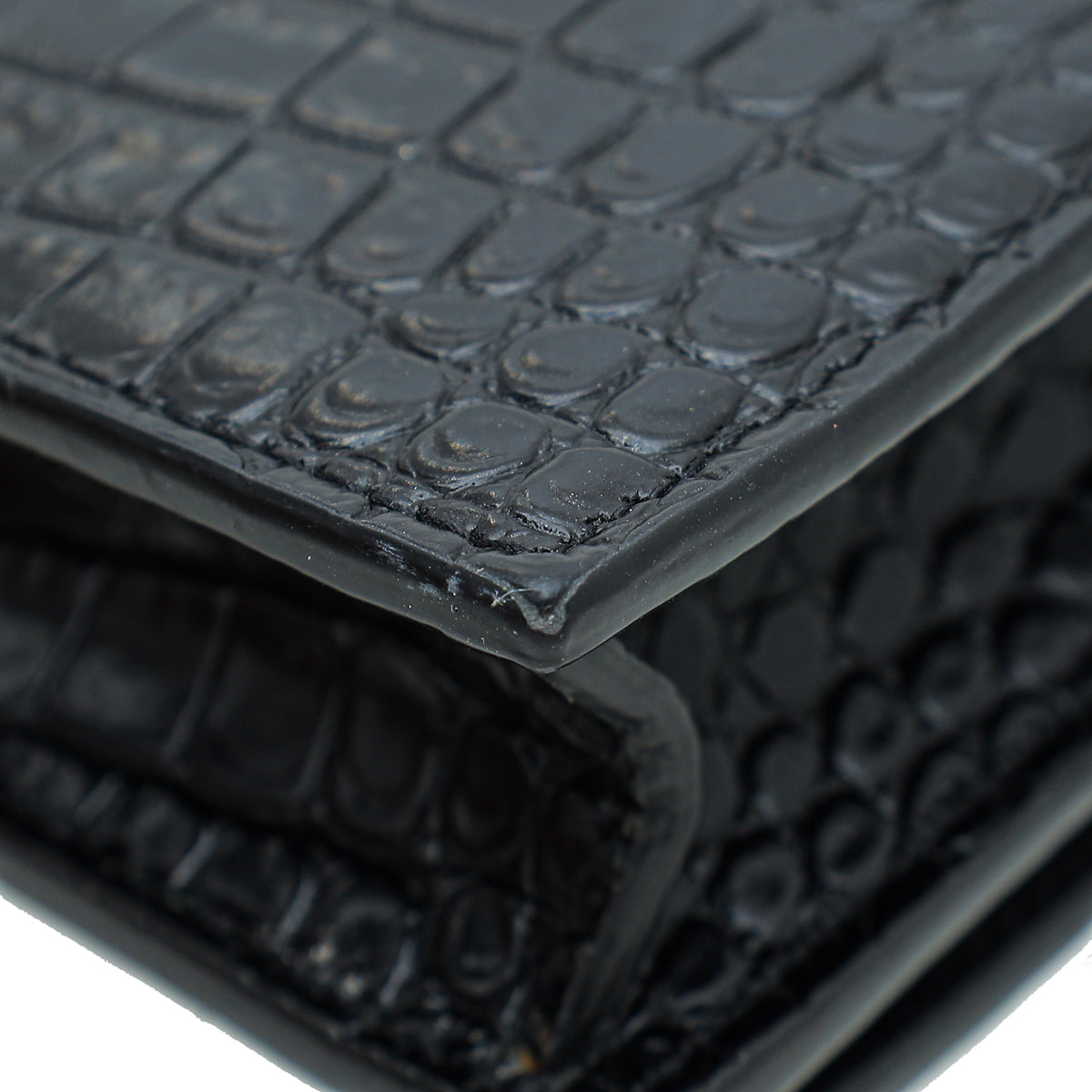 YSL Black Croc Embossed Kate Tassel Wallet On Chain