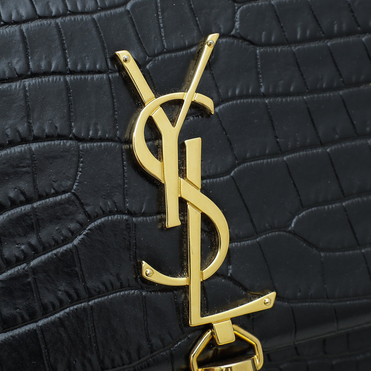 YSL Black Croc Embossed Kate Tassel Wallet On Chain