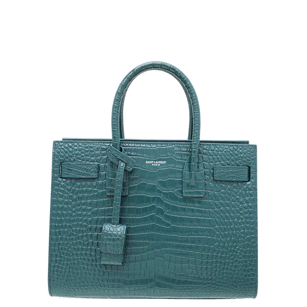 YSL Teal Croc Sac De Jour Baby Bag