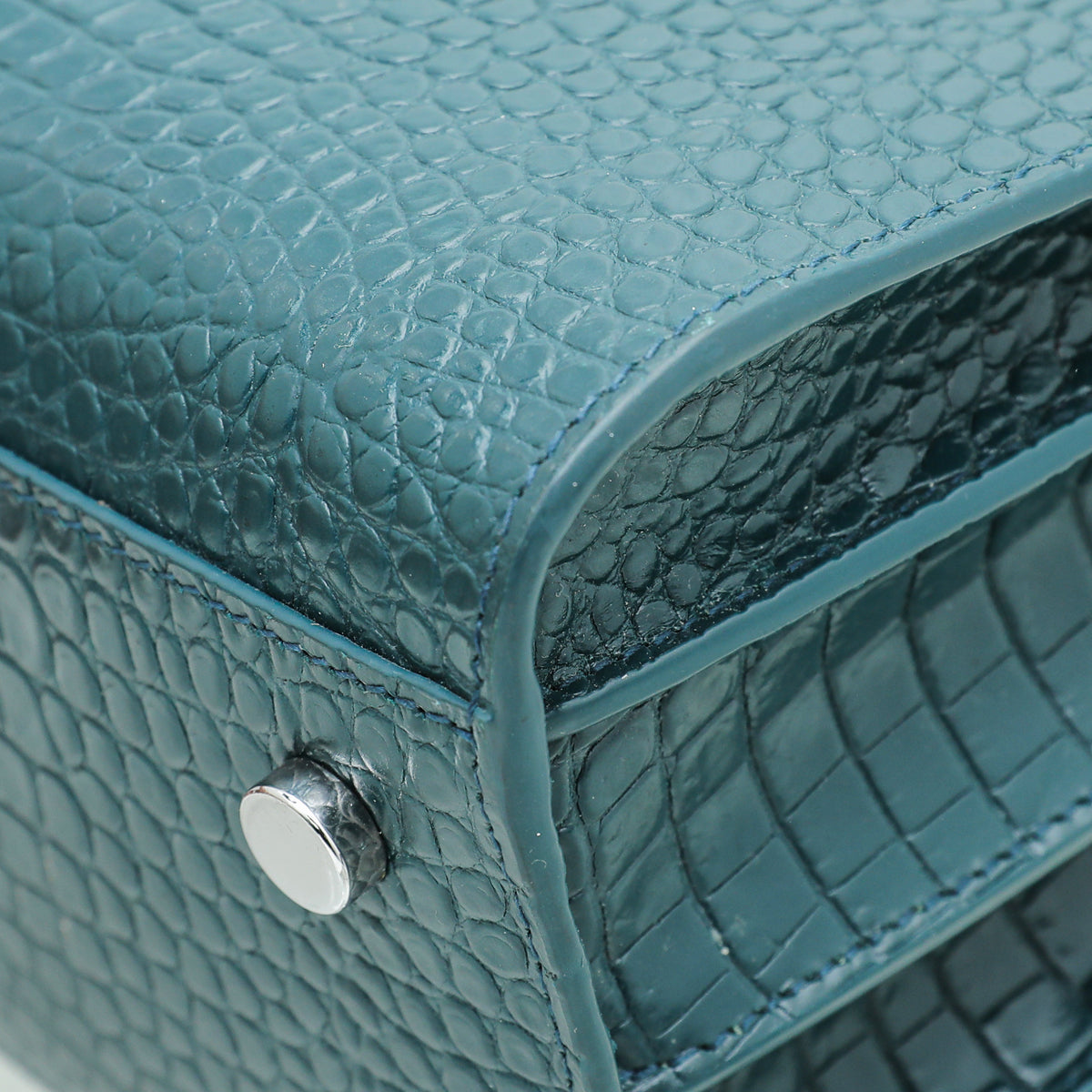 YSL Teal Croc Sac De Jour Baby Bag