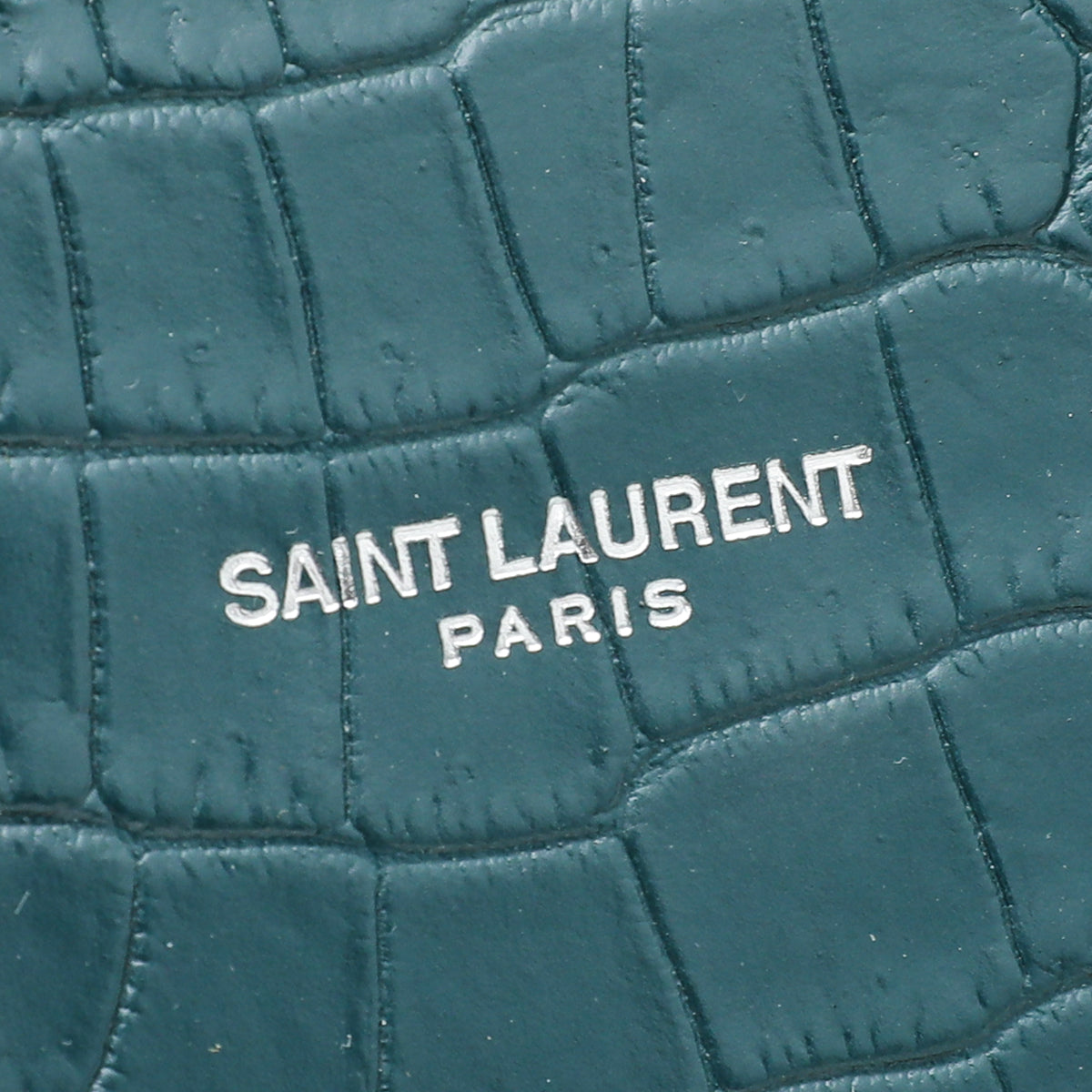 YSL Teal Croc Sac De Jour Baby Bag