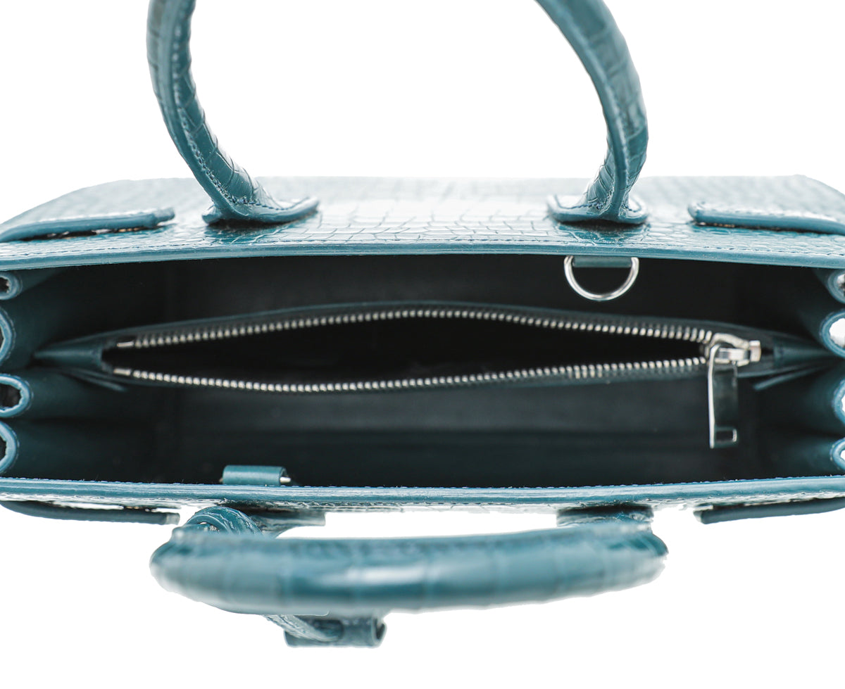 YSL Teal Croc Sac De Jour Baby Bag