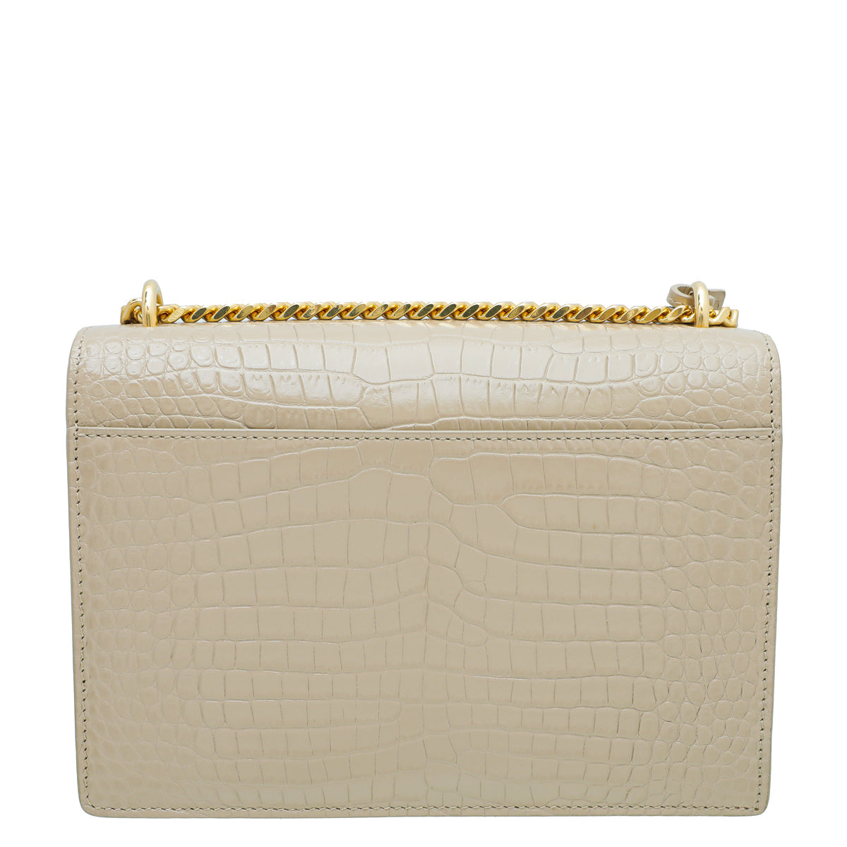 YSL Nude Croc Embossed Sunset Medium Bag