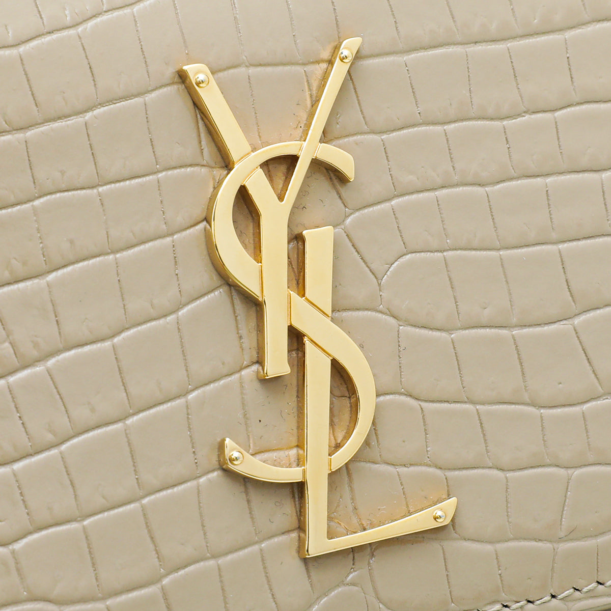 YSL Nude Croc Embossed Sunset Medium Bag