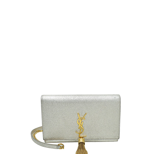 YSL Metallic Champagne kate Tassel Wallet On Chain