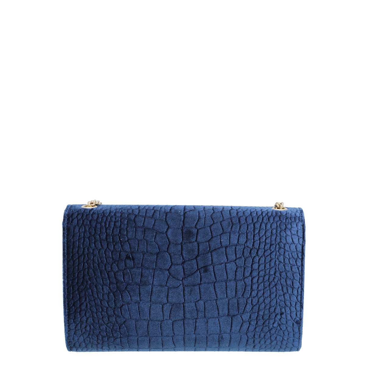 YSL Navy Blue Monogram Croc Velvet Embossed Kate Medium Bag