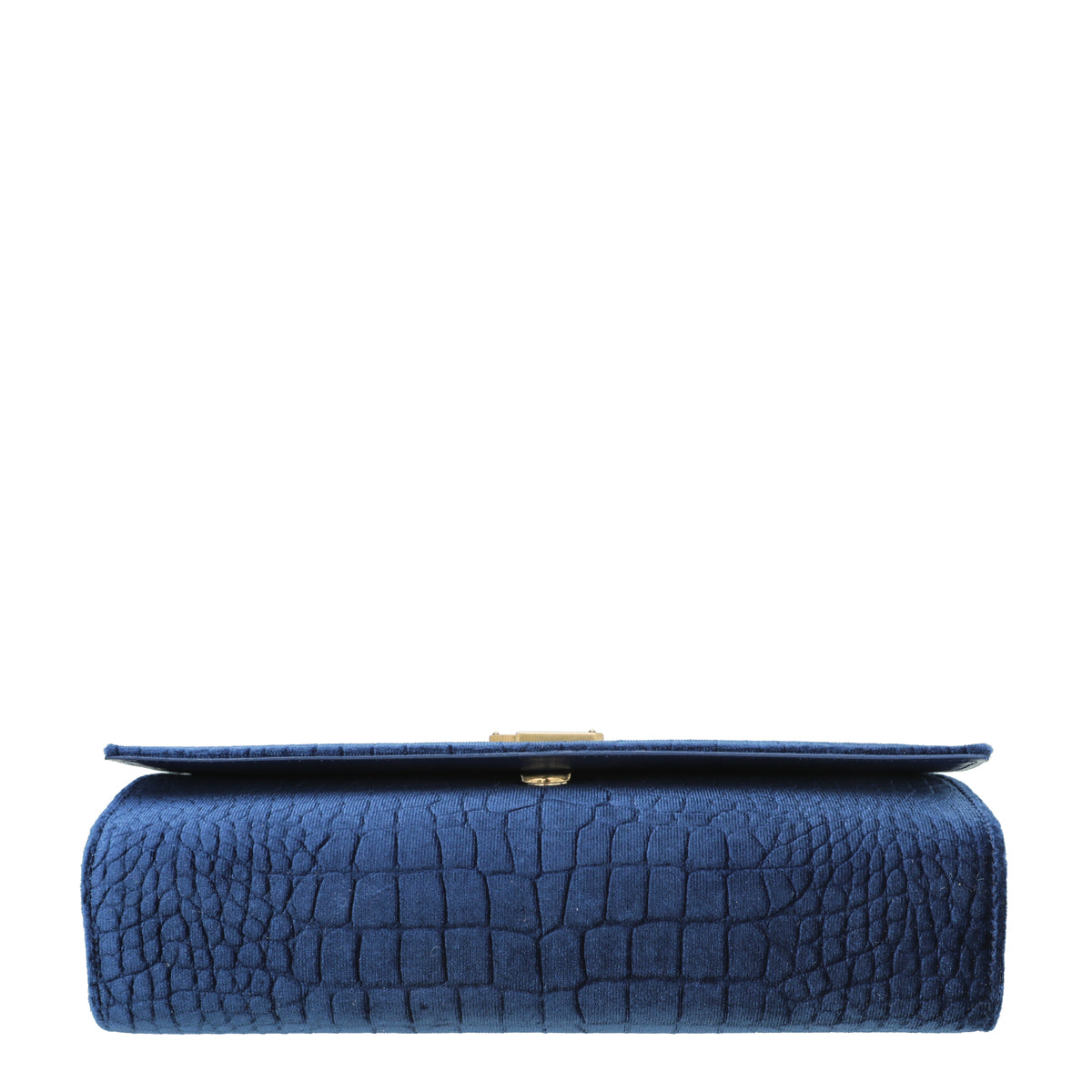 YSL Navy Blue Monogram Croc Velvet Embossed Kate Medium Bag