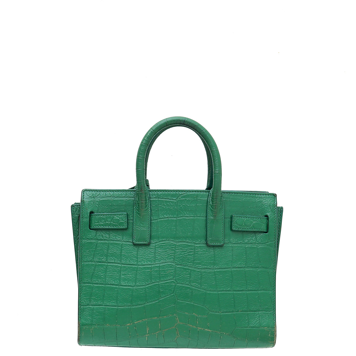 YSL Green Croco Embossed Sac De Jour Nano Bag