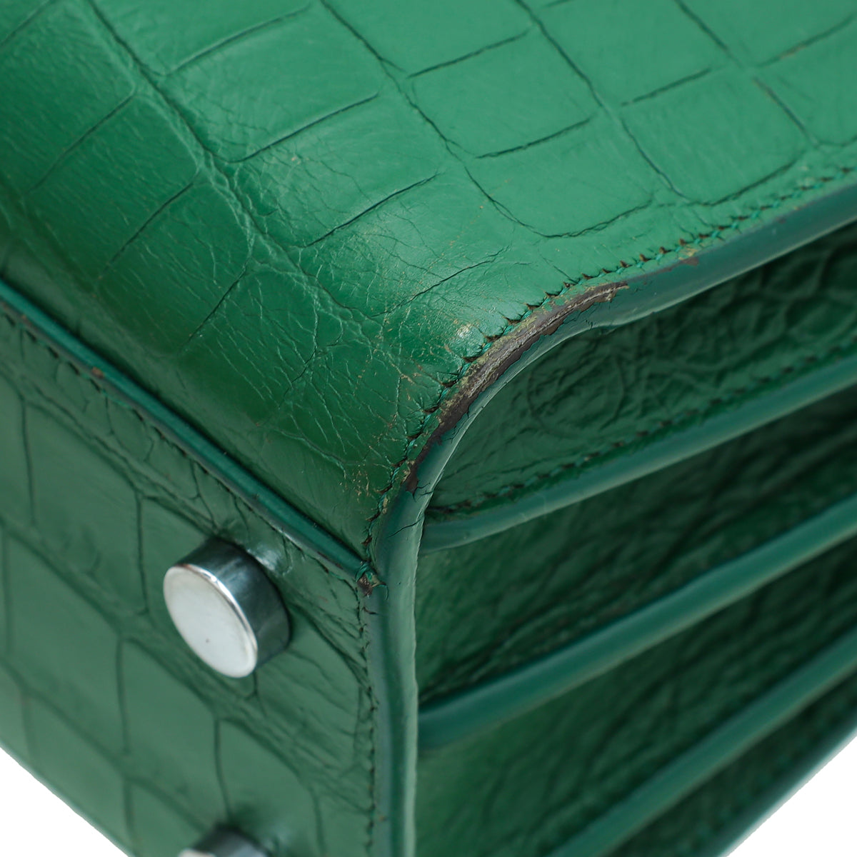 YSL Green Croco Embossed Sac De Jour Nano Bag