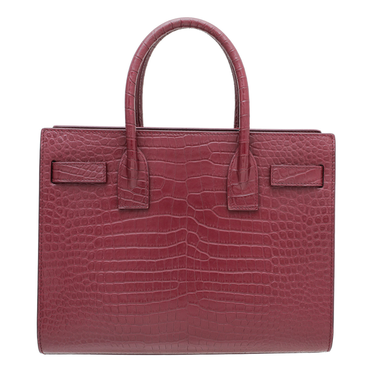 YSL Burgundy Croc Sac De Jour Baby Bag