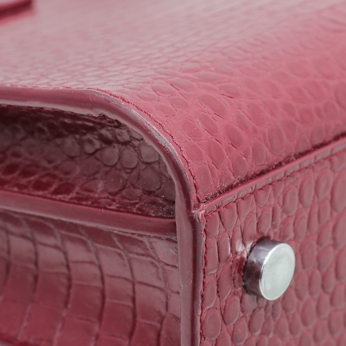 YSL Burgundy Croc Sac De Jour Baby Bag