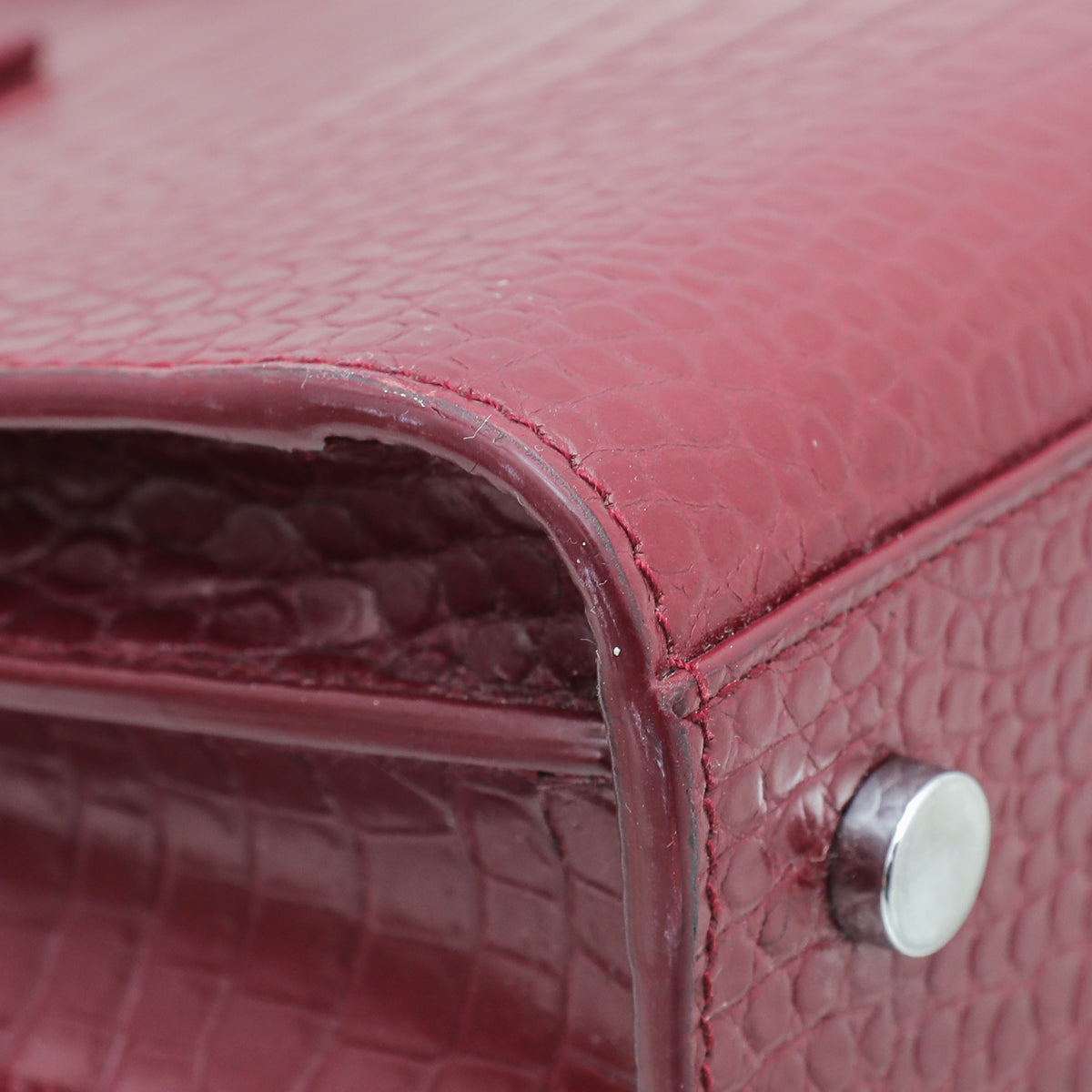 YSL Burgundy Croc Sac De Jour Baby Bag