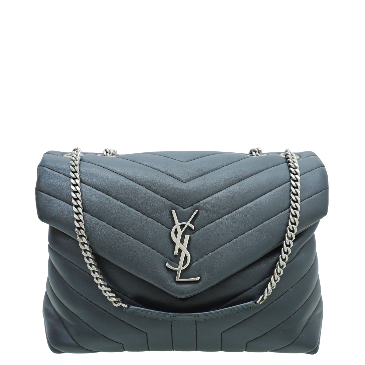 YSL Dark Grey Loulou Medium Flap Bag