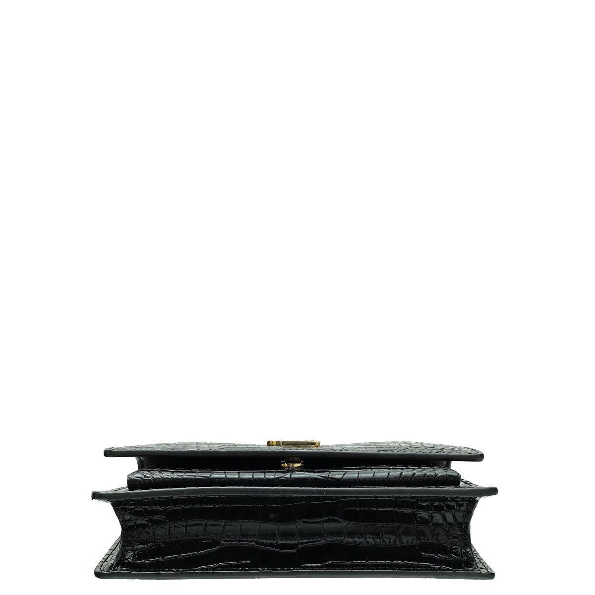 YSL Black Croco Embossed Sunset Chain Wallet