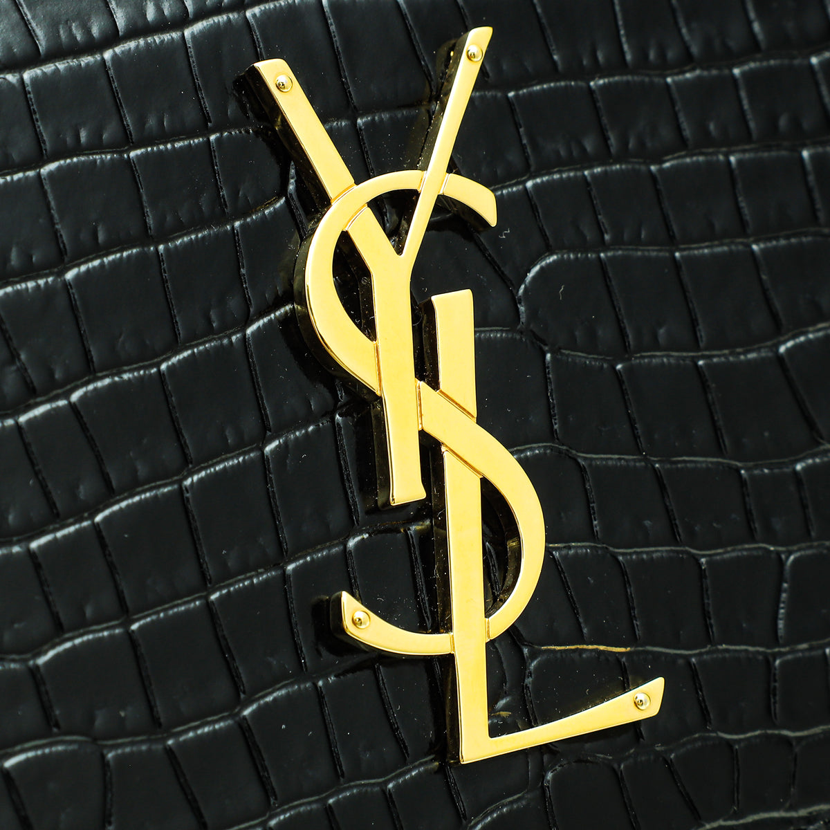 YSL Black Croco Embossed Sunset Chain Wallet