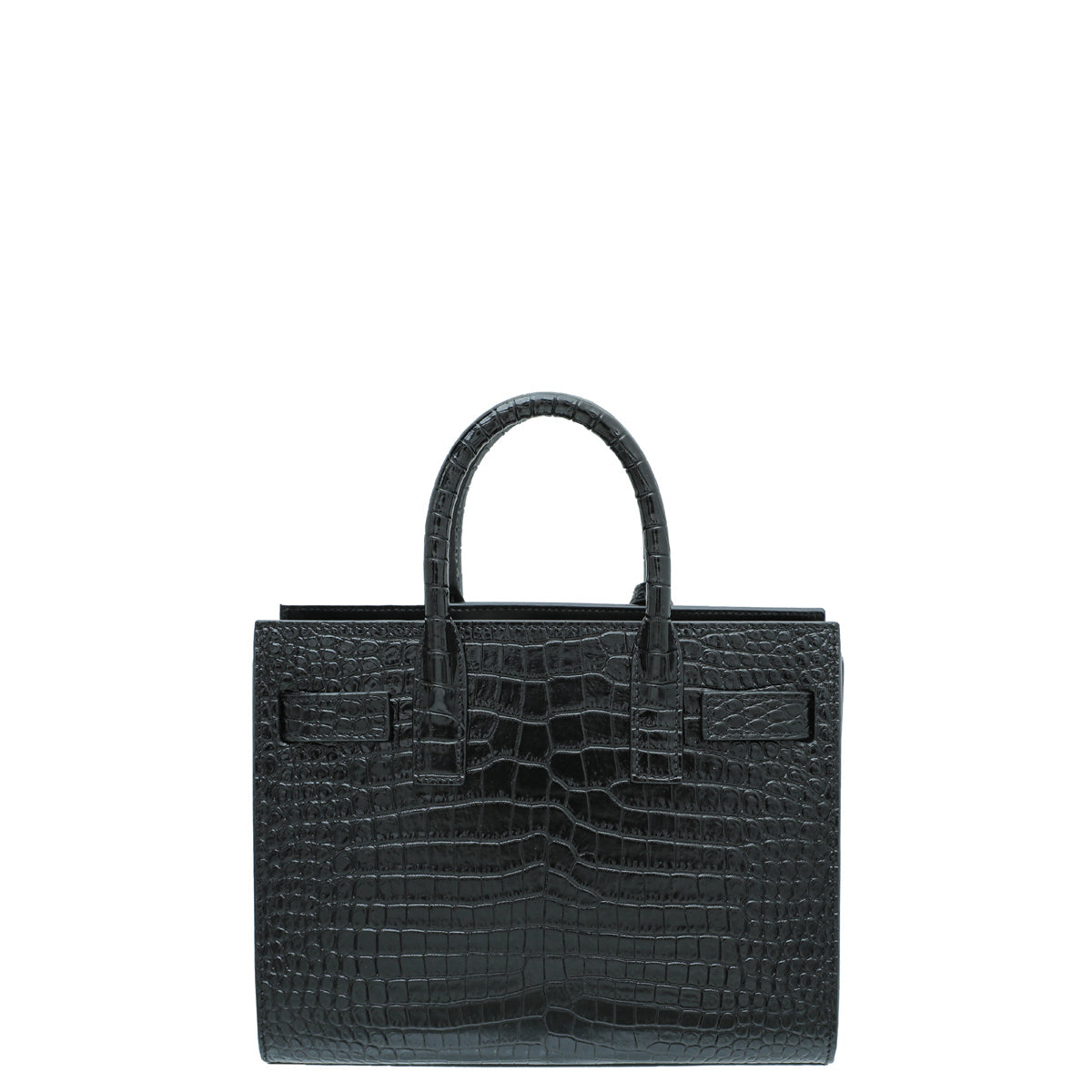 YSL Black Croco Embossed Sac De Jour Nano Bag