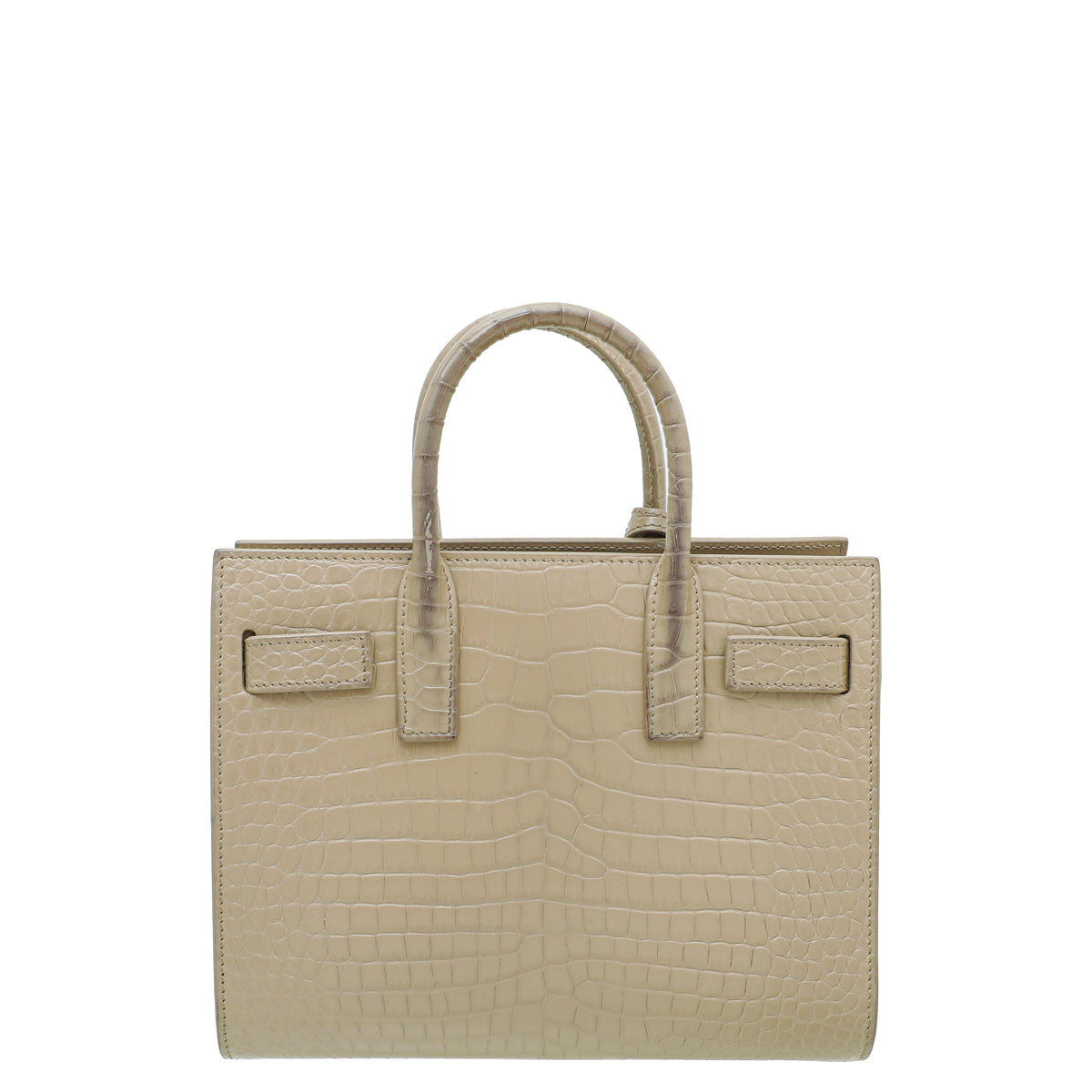 YSL Beige Croc Embossed Sac De Jour Nano Bag