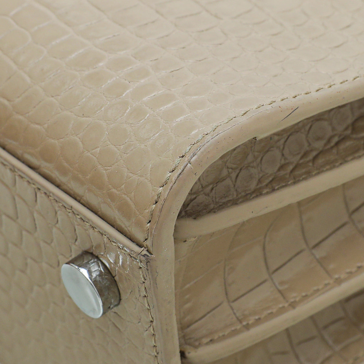 YSL Beige Croc Embossed Sac De Jour Nano Bag