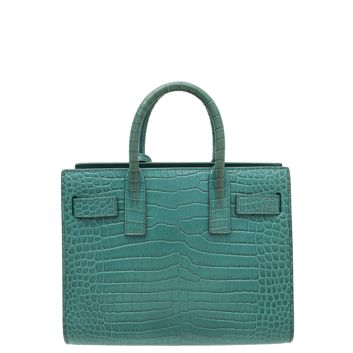 YSL Light Pine Green Croco Embossed Sac De Jour Nano Bag