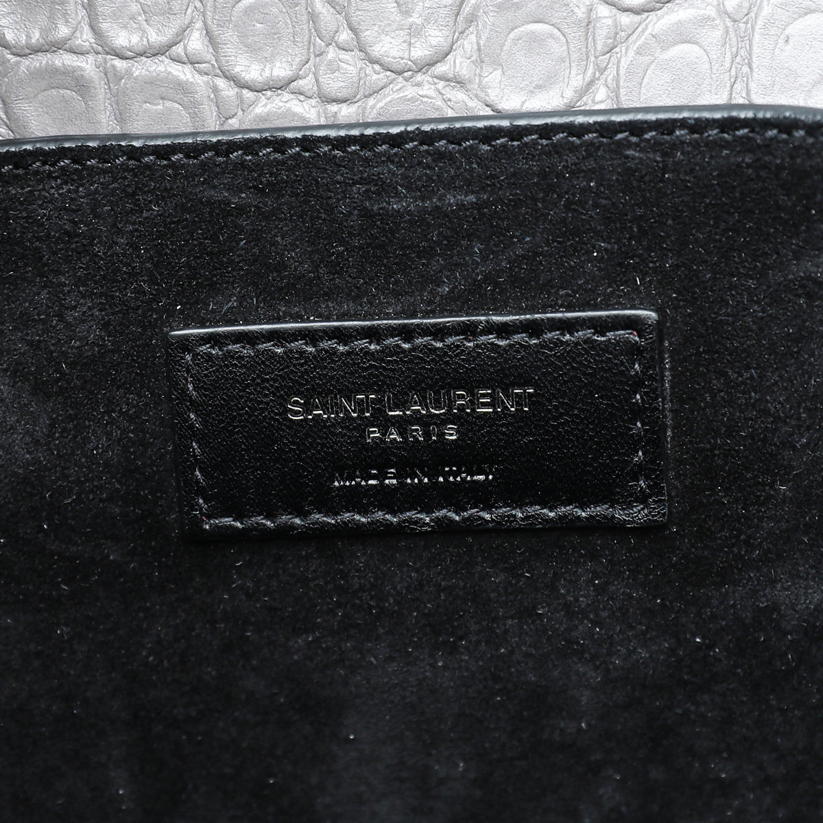 YSL Gray Croc Embossed Charlotte Medium Bag