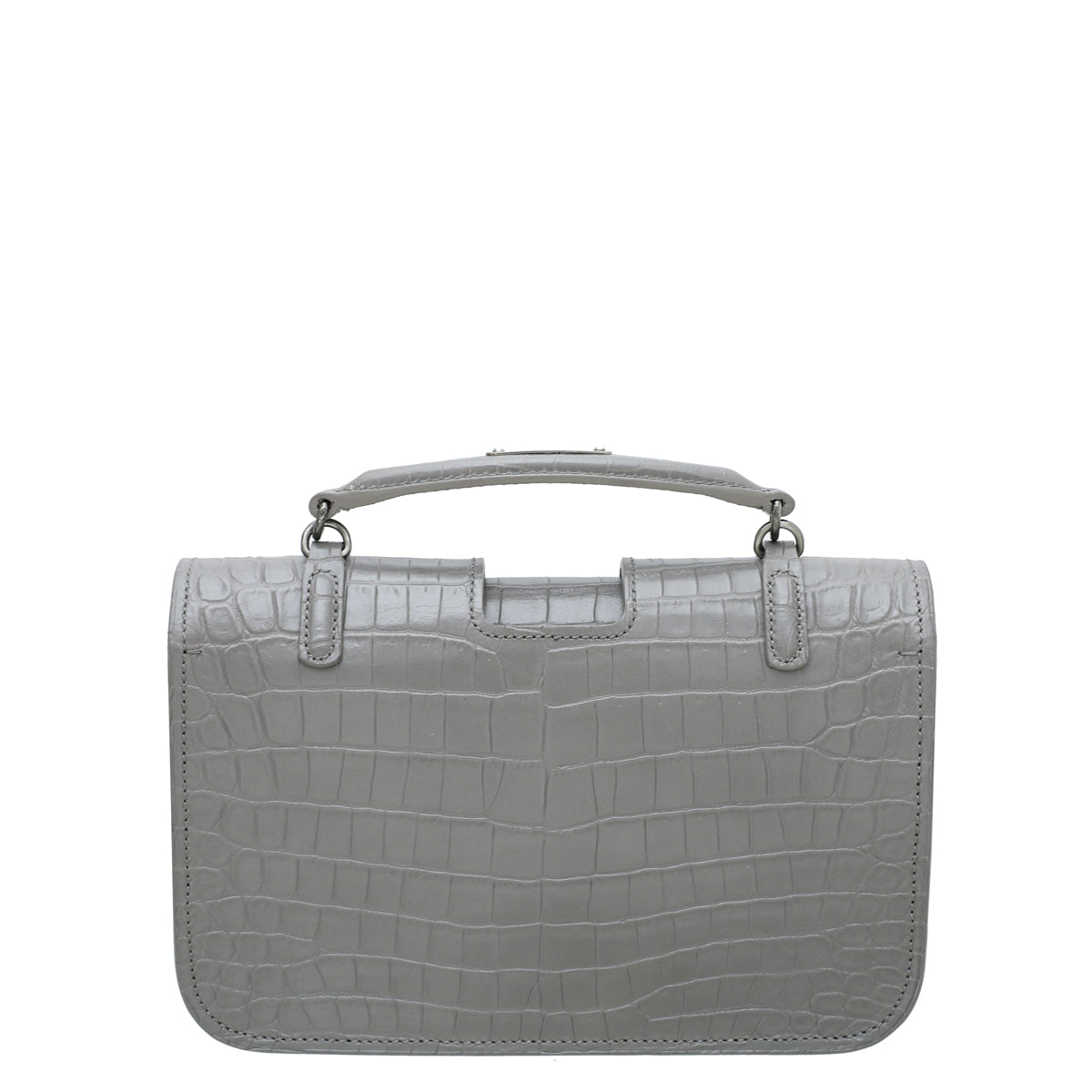 YSL Gray Croc Embossed Charlotte Medium Bag