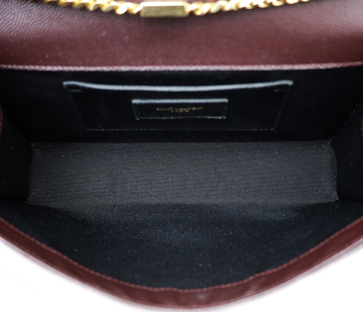 YSL Burgundy Monogram Kate Medium Chain Bag