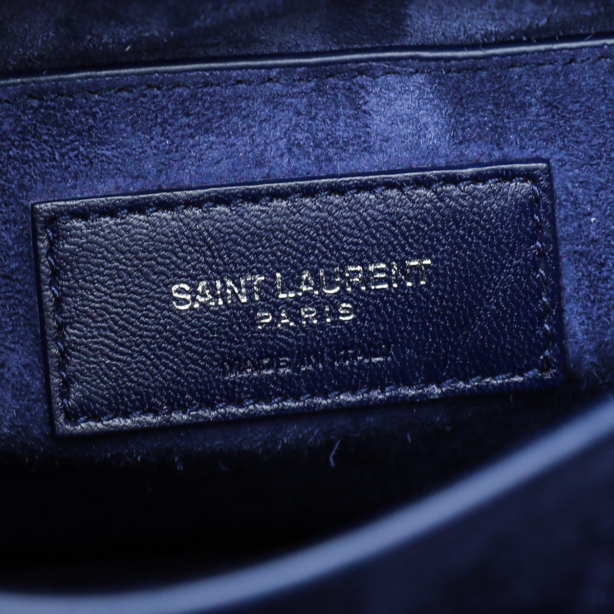 YSL Navy Blue Croc Embossed Sunset Medium Bag