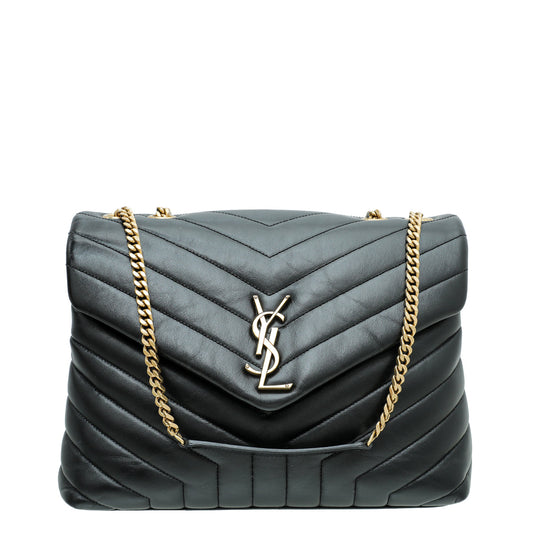 YSL Black Loulou Medium Flap Chain Bag