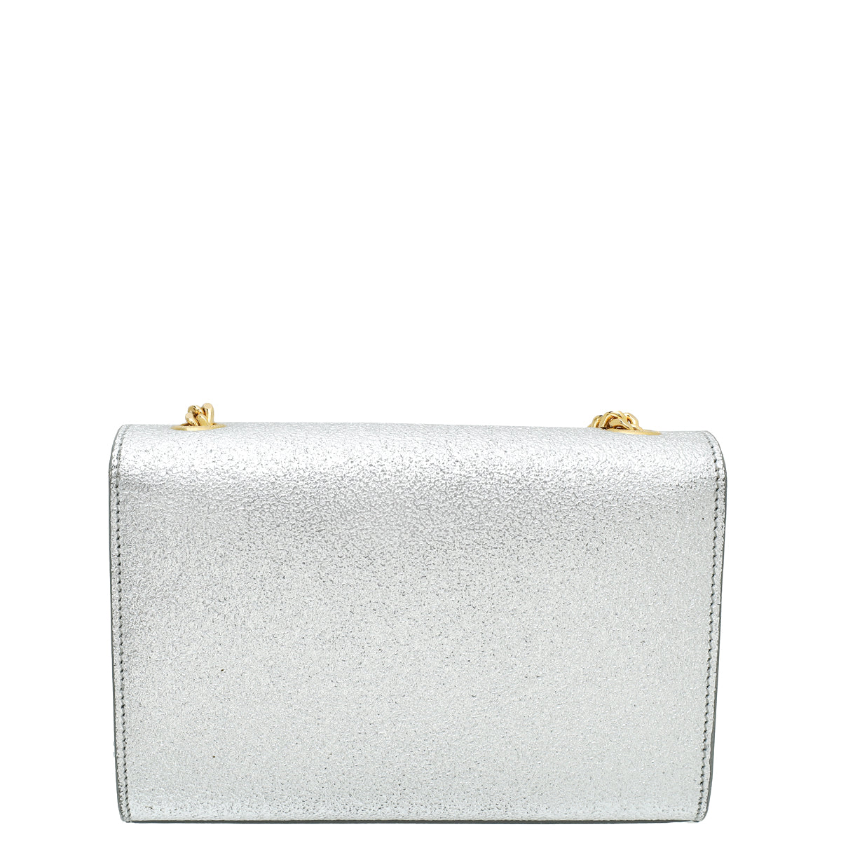 YSL Metallic Silver Monogram Kate Mini Shoulder Bag